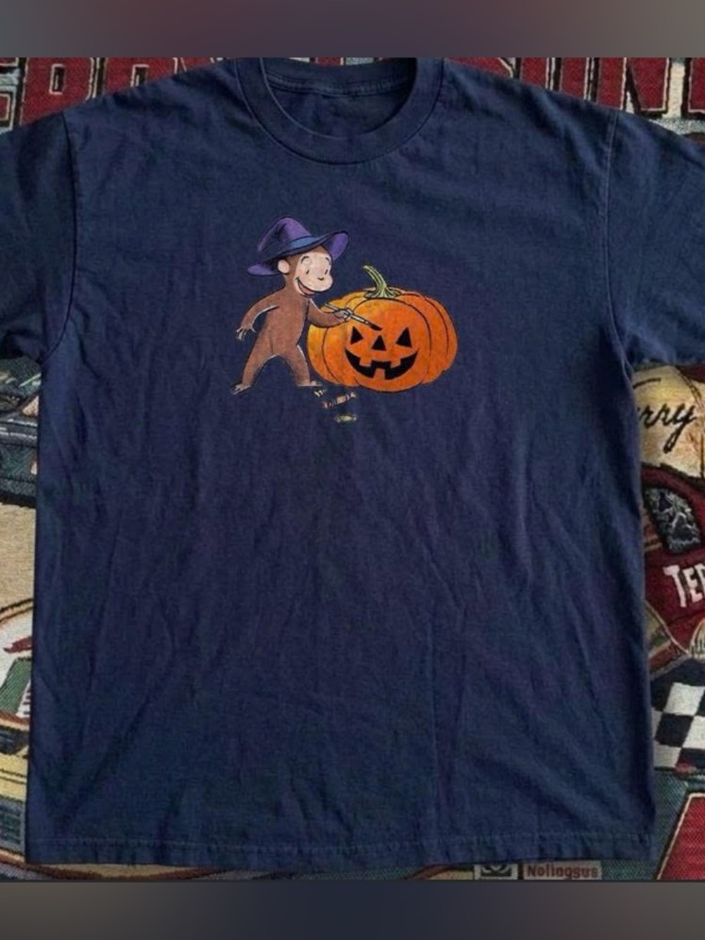 Curious George Halloween Pumpkin Tee - Navy
